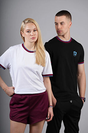 TSHIRT KOL VE YAKA BORDO MAVİ RİBANALI