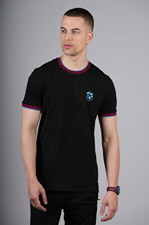 TSHIRT KOL VE YAKA BORDO MAVİ RİBANALI