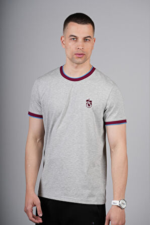 TSHIRT KOL VE YAKA BORDO MAVİ RİBANALI