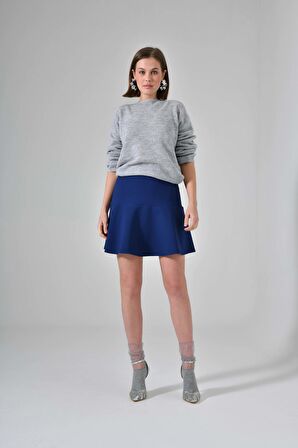 Lacivert Volanlı Mini Etek