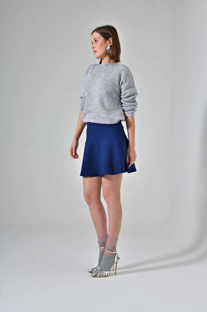 Lacivert Volanlı Mini Etek