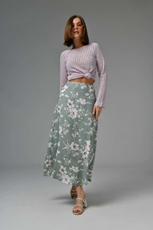 Mint Midi Dokuma Etek