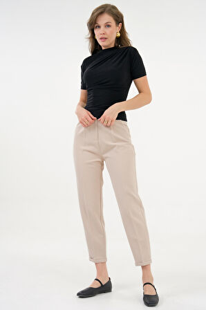 Siyah Omuz ve Beli Drape Büzgülü Likralı Örme Bluz