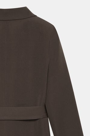 Acı Kahverengi Kadın Tek Düğmeli Dokuma Kruvaze Blazer Ceket - Kuşaklı