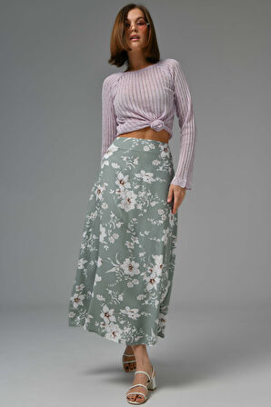 Mint Midi Dokuma Etek