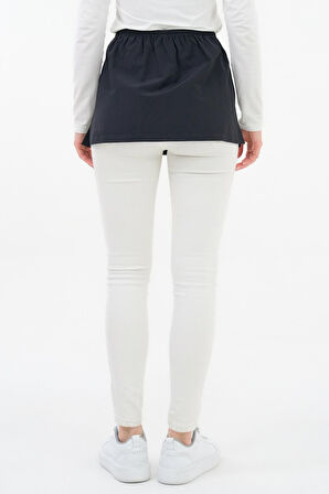 Siyah - 36 Kadın Beli Lastikli Yırtmaçlı Etek Uzatıcı Poplin Içlik - Fonksiyonel Kullanım