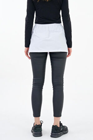 Beyaz - 40 Kadın Beli Lastikli Yırtmaçlı Etek Uzatıcı Poplin Içlik - Fonksiyonel Kullanım