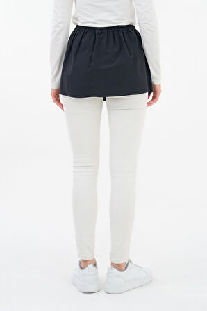 Siyah - 36 Kadın Beli Lastikli Düğmeli Etek Uzatıcı Poplin Içlik - Fonksiyonel Kullanım