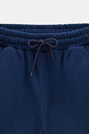 Lacivert - S Kadın Standart Fit Beli ve Paçası Lastikli Basic Jogger Eşofman Altı - 3 İplik