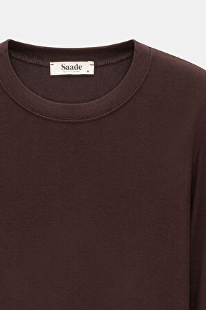 Kahverengi - L Kadın Bisiklet Yaka Parmak Geçmeli Uzun Kollu Body/Bluz