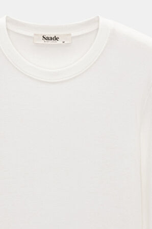 Ekru - S Kadın Bisiklet Yaka Parmak Geçmeli Uzun Kollu Body/Bluz