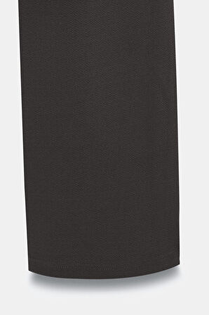 Antrasit - 38 Kadın Yüksek Bel Likralı Palazzo Pantolon - Kemerli