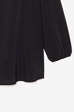 Siyah Ahşap Düğmeli Tunik Siyah 46