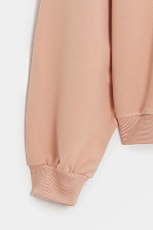 Koyu Pudra - L Kadın Oversize Bisiklet Yaka Basic Casual Sweatshirt