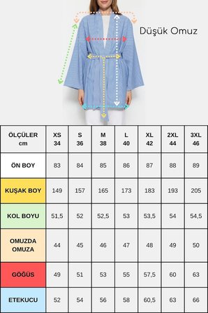 Turuncu Kadın Dikey Çizgili Geniş Kollu Şık Yazlık Relaxed Kimono