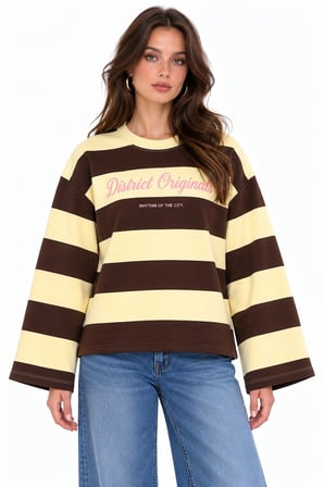Kahverengi District Originals Çizgili Sweatshirt