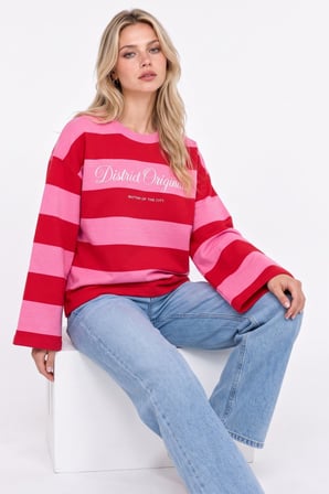 Pembe District Originals Çizgili Sweatshirt