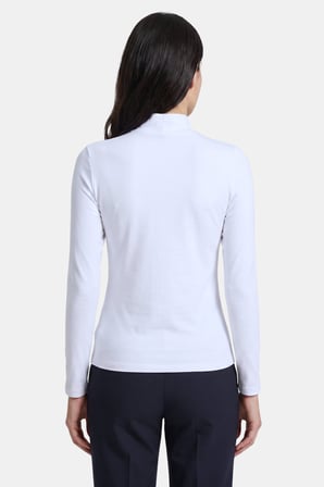 Beyaz-Ten Kadın Yarım Balıkçı Yaka Uzun Kollu Body/Bluz - 2'li Paket