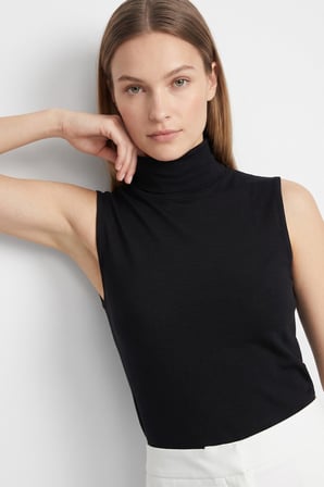 3-Siyah Kadın Kolsuz Yarım Balıkçı Yaka Body/Bluz - 3'lü Paket