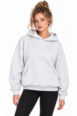 Gri Sırtı Melek Kanadı Taş İşlemeli Kapüşonlu 3 İplik Sweatshirt