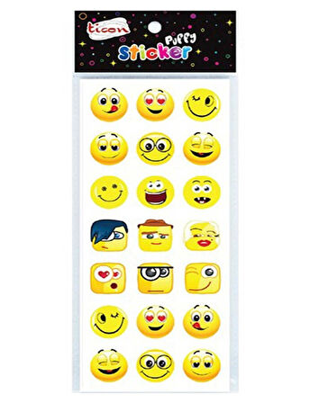 Ticon Puffy Sticker Gülen Yüz Karışık - 2 adet