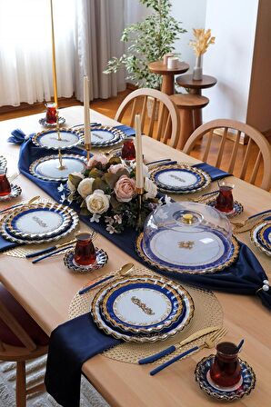 Glore Elegance 6 Kişilik 33 Parça Cam Pasta Çay Servis Takımı