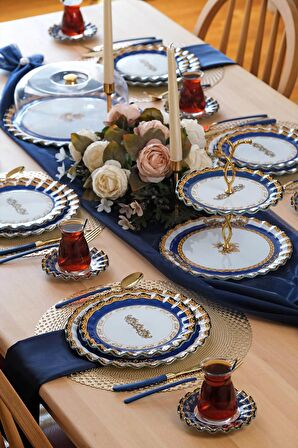 Glore Elegance 6 Kişilik 33 Parça Cam Pasta Çay Servis Takımı