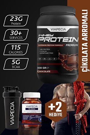 Viapecia Whey Protein Çikolatalı Bol Proteinli 908 Gr Premium -  Viapecia Pro Menmax HEDİYE