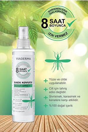 Viaderma Sivrisinek Sinek Kovucu Koruyucu Vücut Spreyi Bitkisel Tüm Vücut Için Aile Boy 150 ml