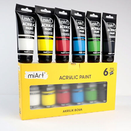 Miart Akrilik Boya Tüp 6 Renk x 75 ml