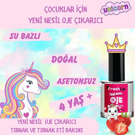 Yeni Nesil Doğal Çocuk Oje Çıkarıcı, Çilek Kokulu, 10 ml