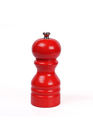 Kırmızı Ahşap Tuz Ve Karabiber El Değirmeni Öğütücü Grinder 12 Cm