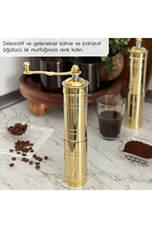 Pirinç Karabiber Ve Kahve El Değirmeni Öğütücü Grinder 23 Cm