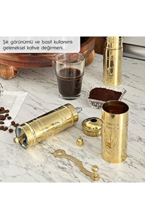 Pirinç Karabiber Ve Kahve El Değirmeni Öğütücü Grinder 23 Cm