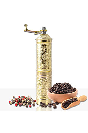 Sarı Zamak Karabiber, Kahve, Çörek Otu Ve Haşhaş El Değirmeni Öğütücü Grinder 22 Cm