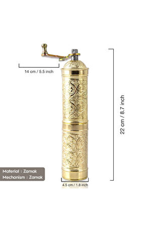 Sarı Zamak Karabiber, Kahve, Çörek Otu Ve Haşhaş El Değirmeni Öğütücü Grinder 22 Cm