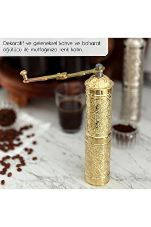Sarı Zamak Karabiber, Kahve, Çörek Otu Ve Haşhaş El Değirmeni Öğütücü Grinder 22 Cm