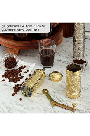 Sarı Zamak Karabiber, Kahve, Çörek Otu Ve Haşhaş El Değirmeni Öğütücü Grinder 22 Cm