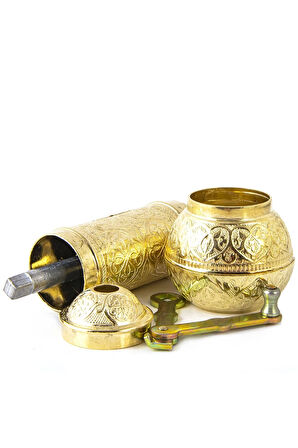 Sarı Zamak Karabiber, Kahve, Çörek Otu Ve Haşhaş El Değirmeni Öğütücü Grinder 18 Cm