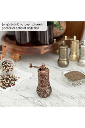 Bakır Renk Zamak Karabiber El Değirmeni Öğütücü Grinder 11 Cm