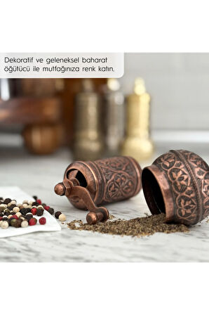 Bakır Renk Zamak Karabiber El Değirmeni Öğütücü Grinder 11 Cm