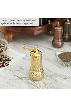 Sarı Zamak Karabiber El Değirmeni Öğütücü Grinder 11 Cm