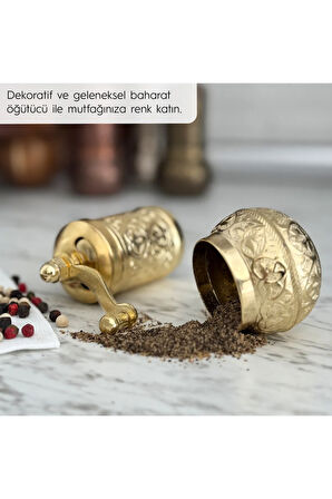 Sarı Zamak Karabiber El Değirmeni Öğütücü Grinder 11 Cm