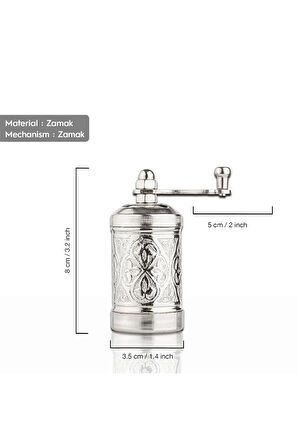 Nikel Zamak Karabiber El Değirmeni Öğütücü Grinder 8 Cm