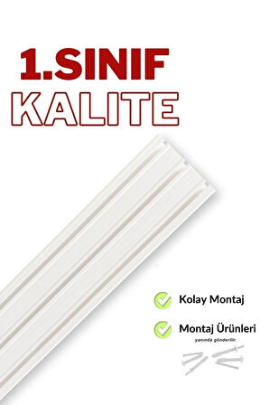 Tümray 3 Raylı Korniş Perde Rayı Kaliteli Sağlam Ambalaj 2 Metre