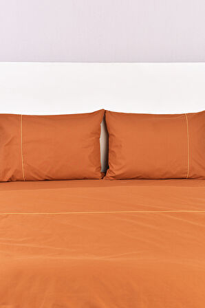 Biyeli Çift Kişilik Nevresim Takımı Taba %100 Pamuk 