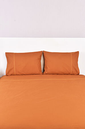 Biyeli Çift Kişilik Nevresim Takımı Taba %100 Pamuk 