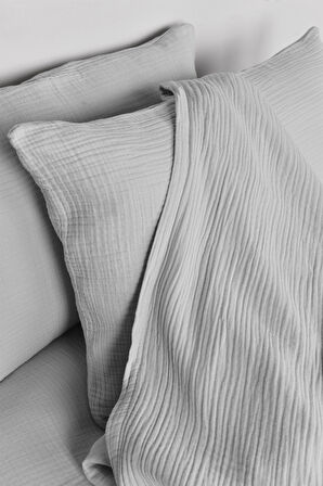 Müslin Çift Kişilik Nevresim Takımı Gri