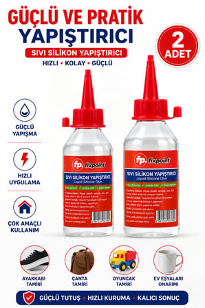 Sıvı Silikon Yapıştırıcı 100 ml x 2 Adet Güçlü Şeffaf Yapıştırıcı Ahşap Plastik Seramik Cam Metal Çanta ve Ayakkabı Tamiri