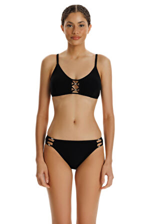Zeki Siyah Aksesuar Detaylı Bikini Takımı